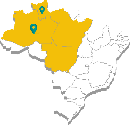 Mapa de atuação na região amazônica